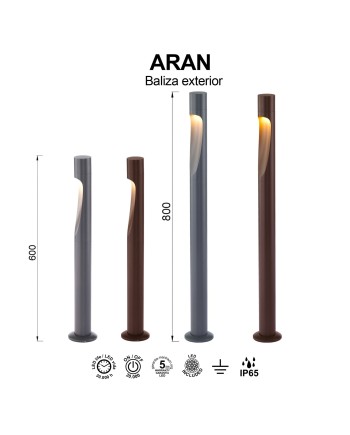 ARAN * BOLARDO 60CM IP65 6W 3000K CORTEN